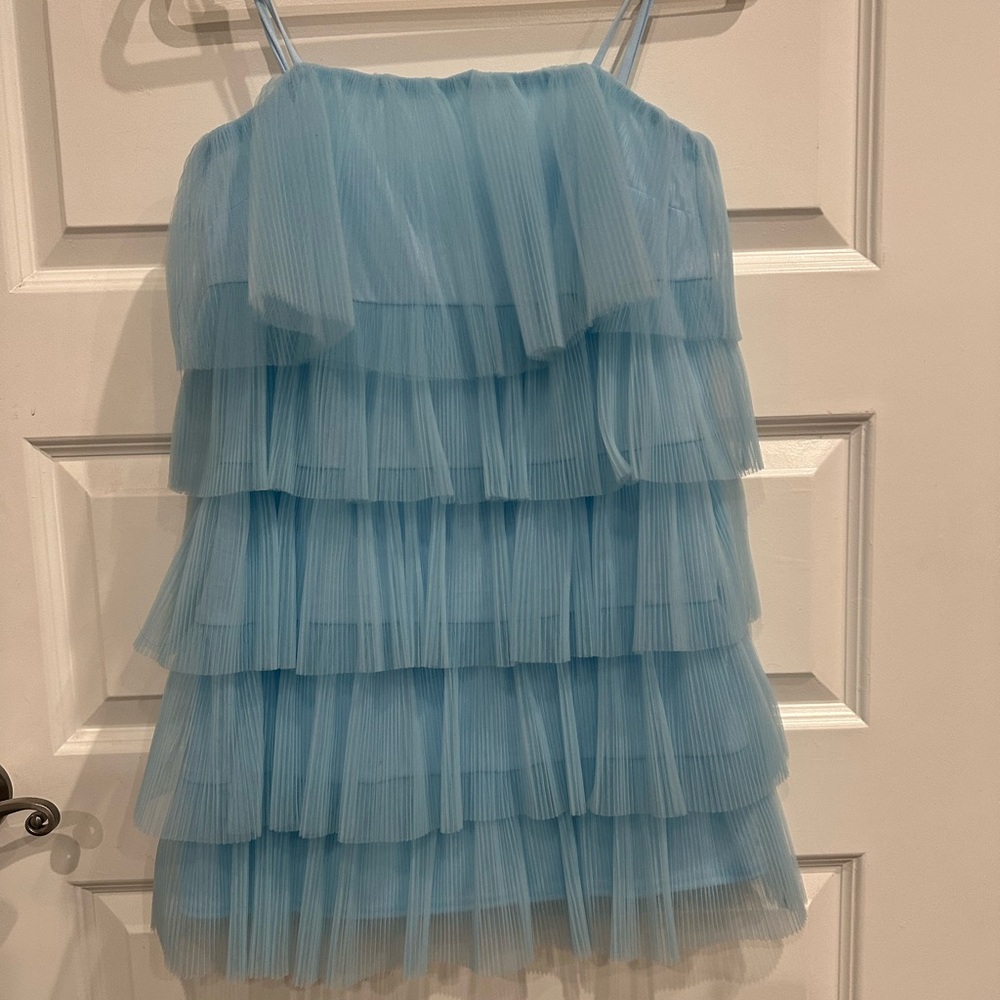 Blue Tiered Ruffle Mini Dress